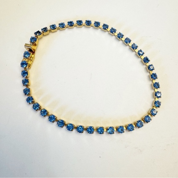 Vintage Blue Monet Signed & Unbranded Clear Tennis Bracelet Gold Tone Set - Picture 5 of 15